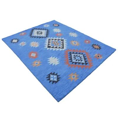 RUGSOTIC CARPETS HAND TUFTED WOOL ECO-FRIENDLY AREA RUGS  - 9'x12', Rectangle Shape, Light Blue, Classic Oriental Traditional  Design, High Pile Thick Handmade Anti Skid Area Rugs (K00S07)