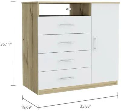 Rioja 4 Drawer Dresser - Light Oak/White