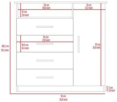 Rioja 4 Drawer Dresser - Light Oak/White