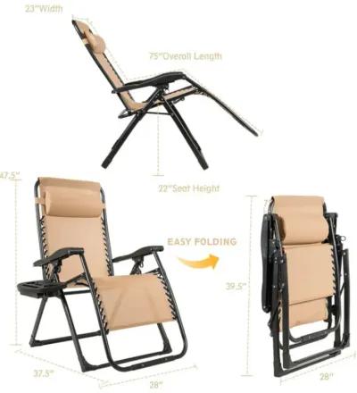 Hivvago Oversize Lounge Chair Patio Heavy Duty Folding Recliner