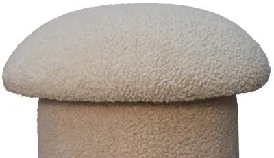 Cream Boucle  Solid Wood Upholestry Mushroom Footstool