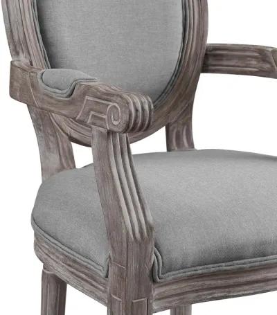 Modway Emanate French Vintage Upholstered Fabric Dining Armchair in Light Gray