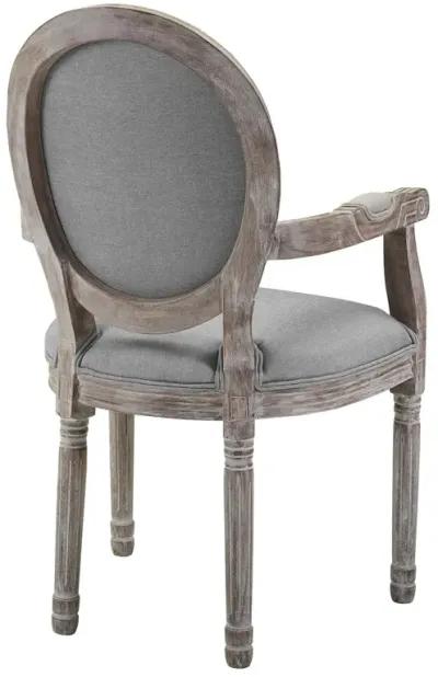 Modway Emanate French Vintage Upholstered Fabric Dining Armchair in Light Gray