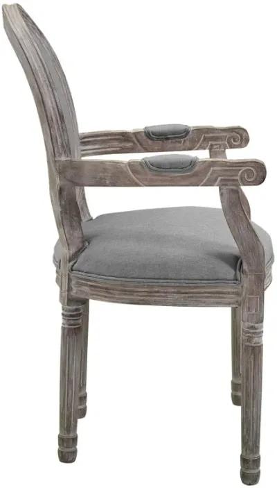 Modway Emanate French Vintage Upholstered Fabric Dining Armchair in Light Gray