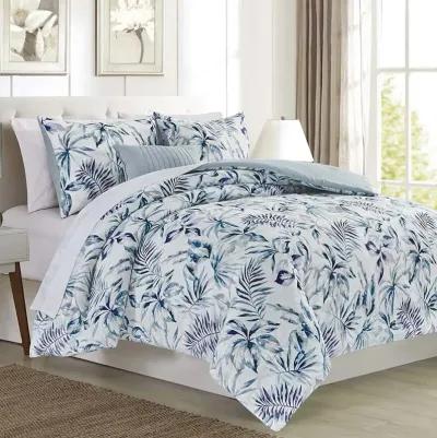 RT Designer's Collection 5 Piece Sonya Printed Complement to Any Bedroom Decor Comforter Set Queen Blue