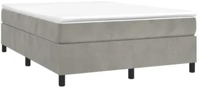 vidaXL Box Spring Bed Frame Light Gray 53.9"x74.8" Full Velvet