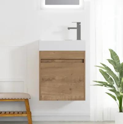 18" Floating Wall-Mounted Bathroom Vanity With White Resin Sink & Soft-Close Cabinet Door