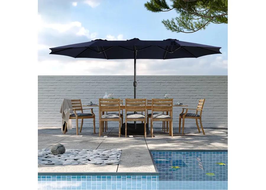 MONDAWE 15ft Rectangular Double-Sided Outdoor Patio Market Umbrella Coffee