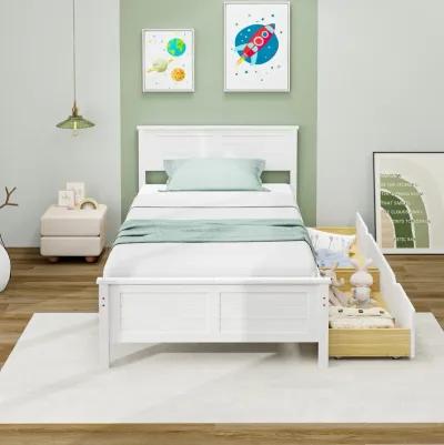 Twin Size Bed Frame with Storage Drawers