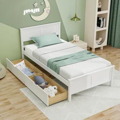 Twin Size Bed Frame with Storage Drawers