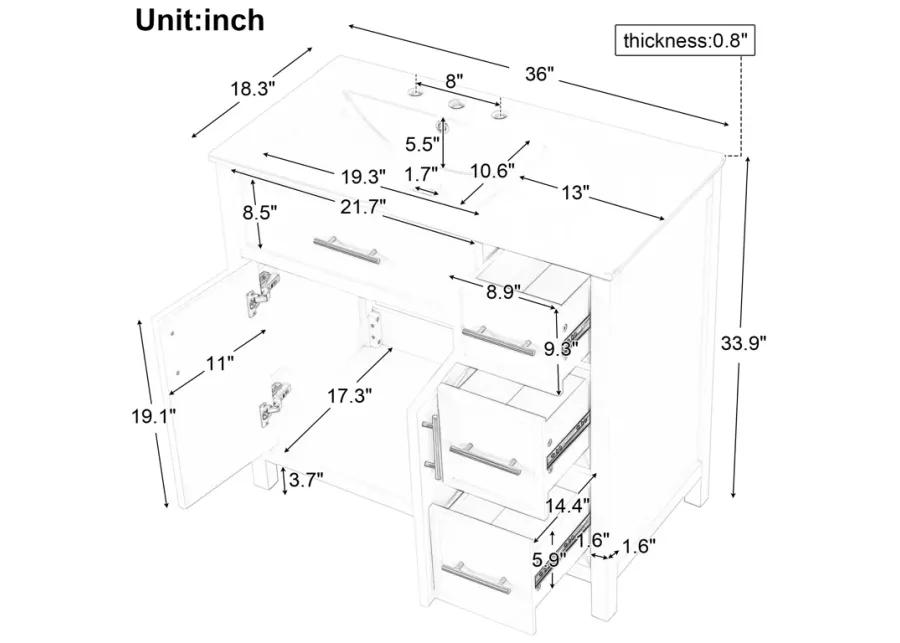 Merax Solid Bathroom Vanity Cabinet