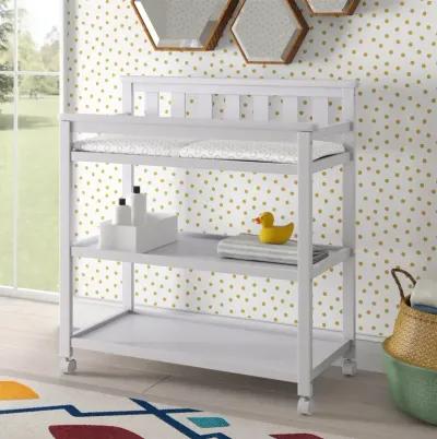 Hivvago Modern White Baby's First 2 Shelf Changing Table with Wheels