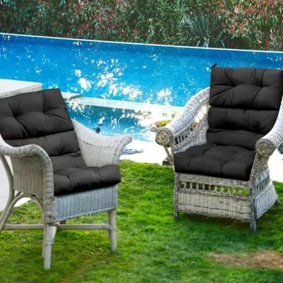 Tufted Patio High Back Chair Cushion with Non-Slip String Ties