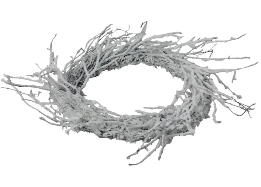 Snow Flocked and Iridescent Glitter Twig Artificial Christmas Wreath - 24-Inch  Unlit