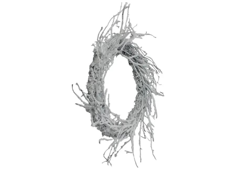 Snow Flocked and Iridescent Glitter Twig Artificial Christmas Wreath - 24-Inch  Unlit