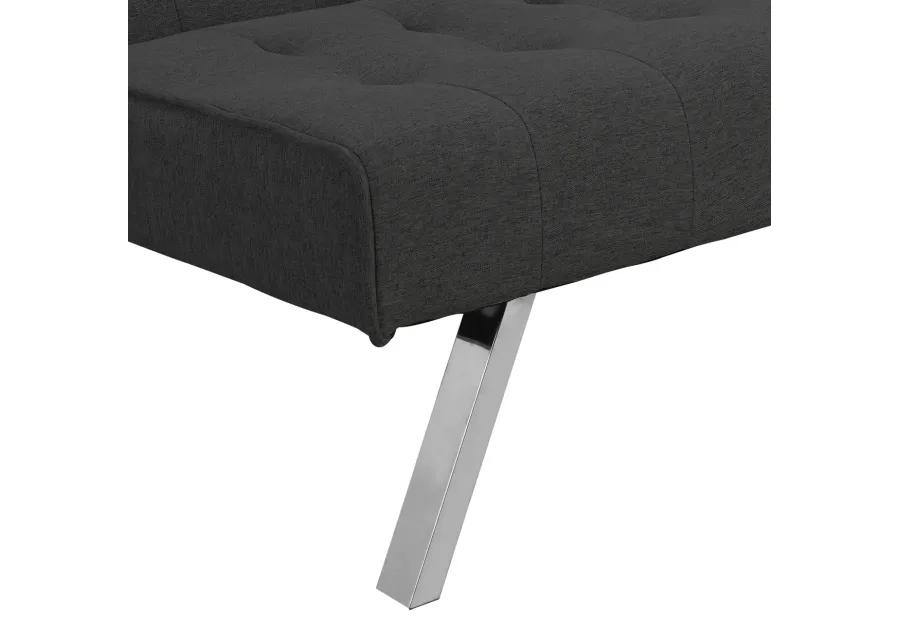 Wood Frame, Stainless Leg, Futon, Sofa Bed Black PVC