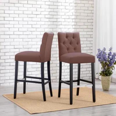 WestinTrends 29" Linen Fabric Tufted Upholstered Bar Stool (Set of 2), Black