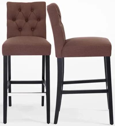 WestinTrends 29" Linen Fabric Tufted Upholstered Bar Stool (Set of 2), Black