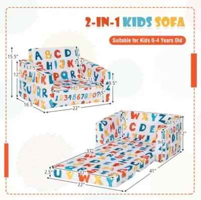 Hivvago 2-in-1 Convertible Kids Sofa with Velvet Fabric