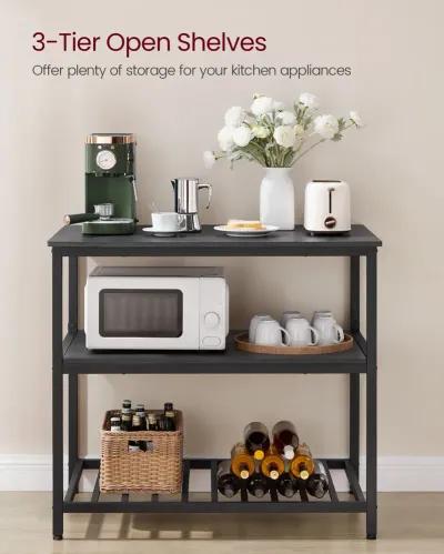 Kitchen Island with 3 Shelves & Large Worktop