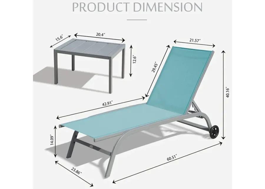 Turquoise Blue Outdoor Chaise Lounge Set