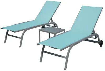 Turquoise Blue Outdoor Chaise Lounge Set