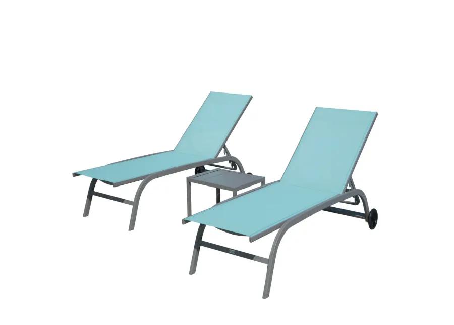 Turquoise Blue Outdoor Chaise Lounge Set