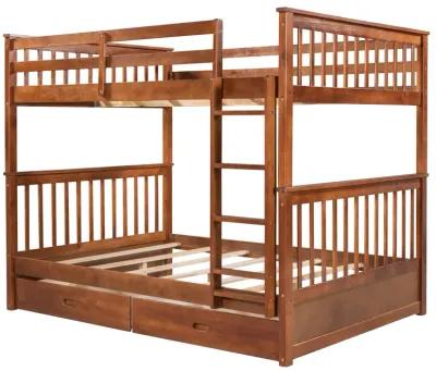 Full-Over-Full Bunk Bed With Ladders And Two Storage Drawers