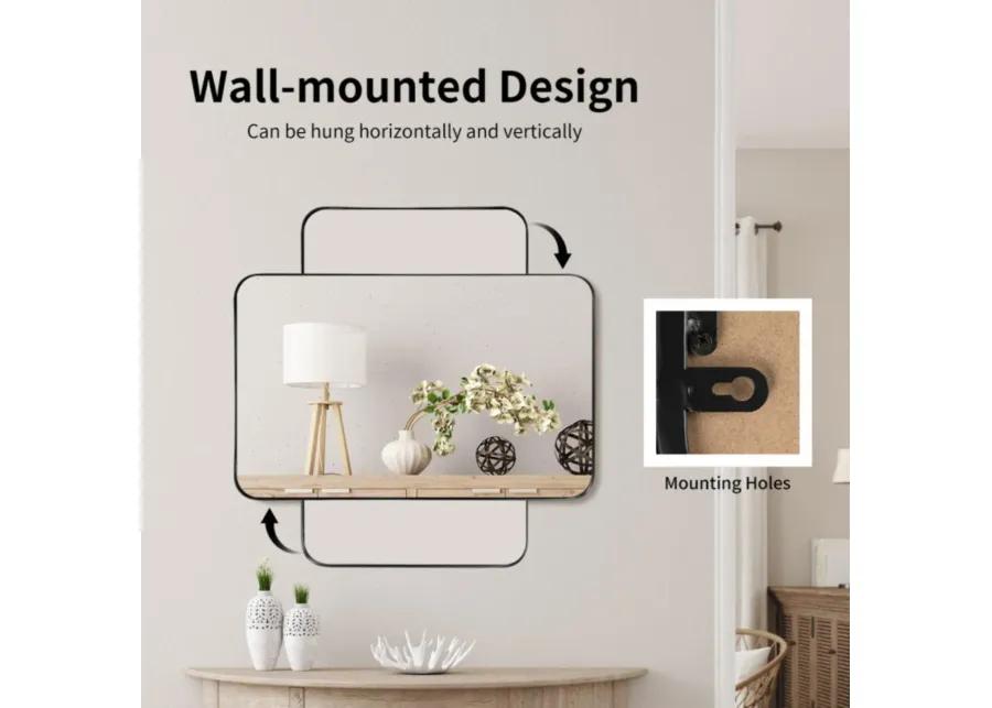 Metal Frame Wall-Mounted Rectangle Mirror