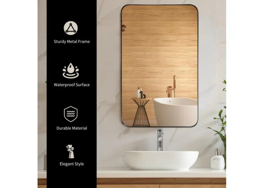 Metal Frame Wall-Mounted Rectangle Mirror