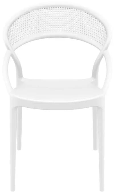 32.25" White Mesh Outdoor Patio Round Dining Chair