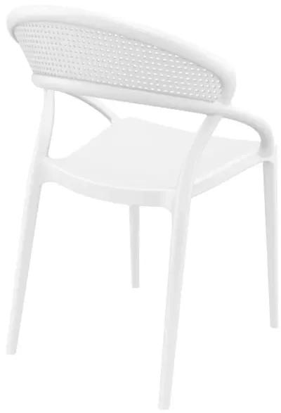 32.25" White Mesh Outdoor Patio Round Dining Chair