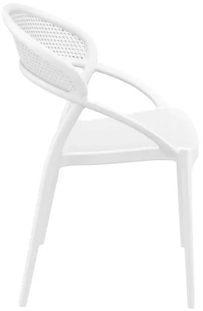 32.25" White Mesh Outdoor Patio Round Dining Chair