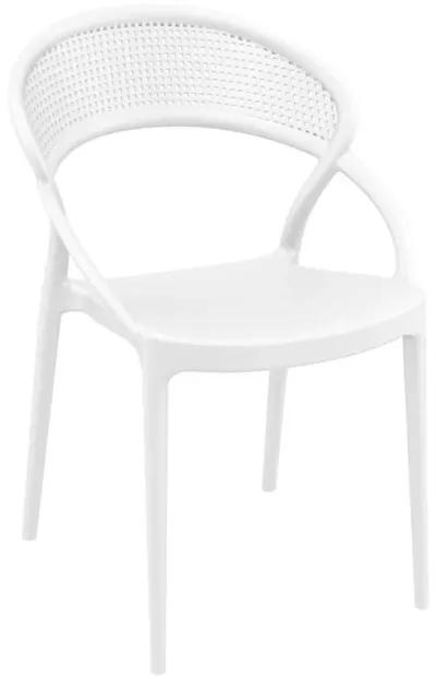 32.25" White Mesh Outdoor Patio Round Dining Chair