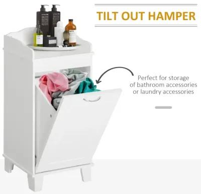 Country-Style Laundry Solution: 31" White Tilt-Out Hamper with Storage