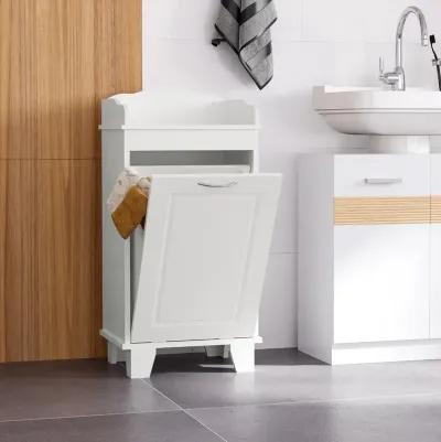 Country-Style Laundry Solution: 31" White Tilt-Out Hamper with Storage