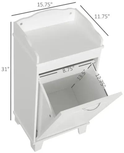 Country-Style Laundry Solution: 31" White Tilt-Out Hamper with Storage