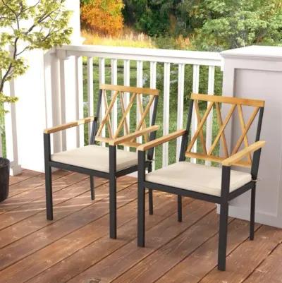 Hivvago Set of 2 Patio Dining Chairs with Removable Padded Cushions