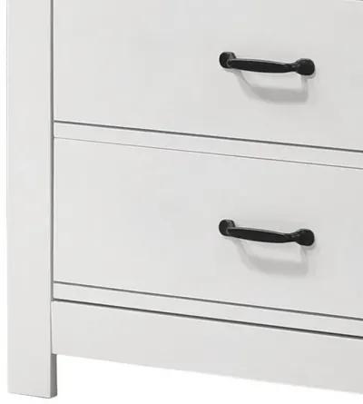 Jermy 47 Inch Tall Dresser, 5 Drawers, Black Handles, Crisp White Finish - Benzara