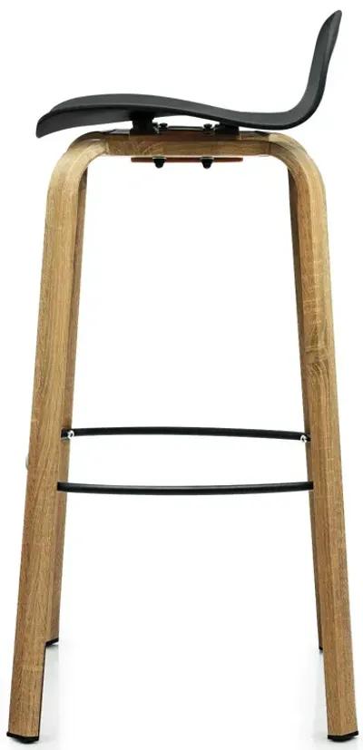 Set of 2 Modern Barstools Pub Chairs with Low Back and Metal Legs