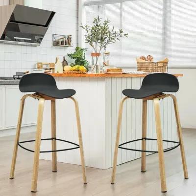 Set of 2 Modern Barstools Pub Chairs with Low Back and Metal Legs