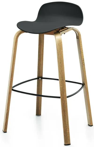 Set of 2 Modern Barstools Pub Chairs with Low Back and Metal Legs