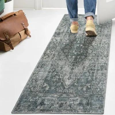 Pavel Distressed Medallion Low-Pile Machine-Washable Rug