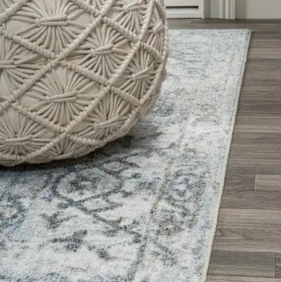 Pavel Distressed Medallion Low-Pile Machine-Washable Rug