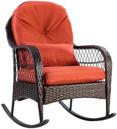 Outdoor Wicker Rocking Chair w/ Cushion