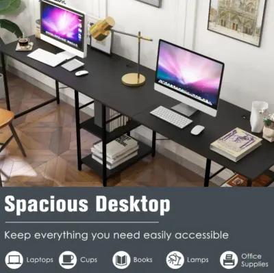 Hivvago L-Shaped Computer Desk with 4 Storage Shelves and Cable Holes