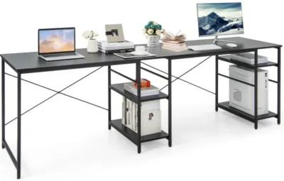 Hivvago L-Shaped Computer Desk with 4 Storage Shelves and Cable Holes