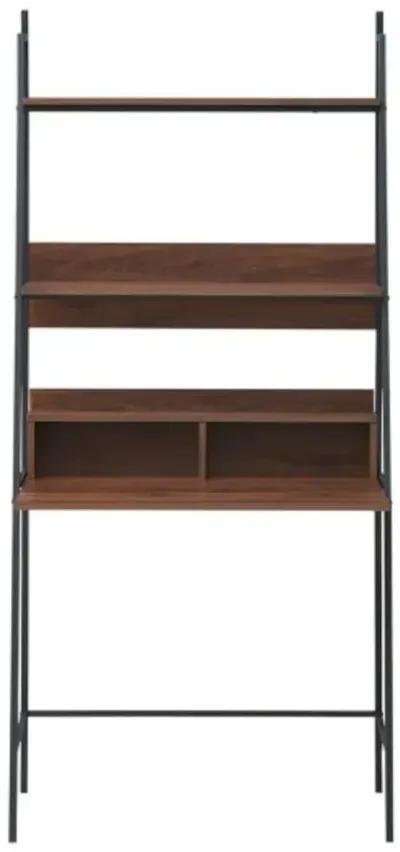 Ladder Wall Bookshelf with Metal Frame, Versatile Computer Desk with Shelving for Home Office Organization