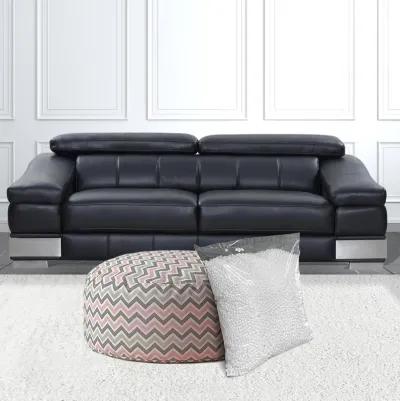 Homezia 24" Grey And Pink Twill Round Chevron Pouf Ottoman