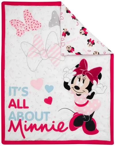 Lambs & Ivy Disney Baby Minnie Mouse Love 3-Piece Pink Nursery Crib Bedding Set